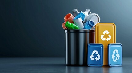 Trash sorting app icons with intuitive symbols for waste categories and eco tracking