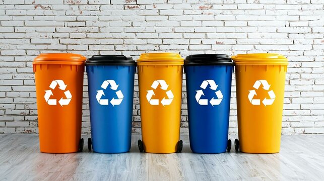Trash sorting app icons with intuitive symbols for waste categories and eco tracking