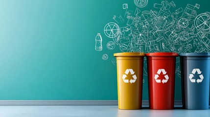 Trash sorting visualization in infographics for government recycling campaigns