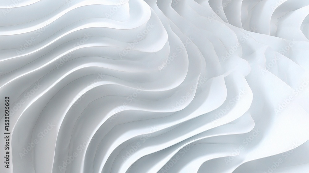 Poster soft undulating white waveforms in geometric forms and patterns