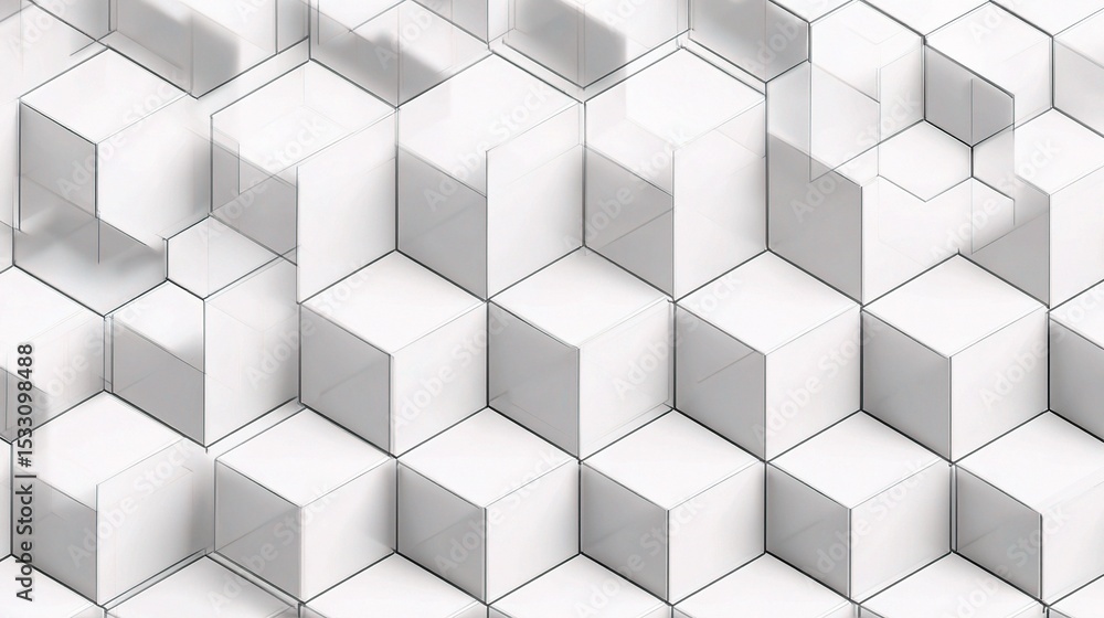 Poster isometric grey cube grid in 3d design for modern backgrounds