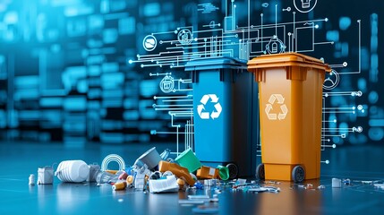 Modern trash sorting technology using AI for smart waste detection and material categorization