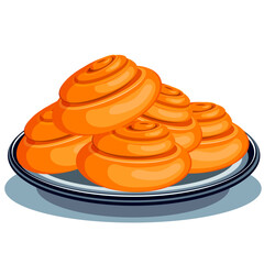 Buns on a plate without background