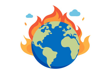 Naklejka premium Burning Planet Earth Symbolizing Climate Change Crisis