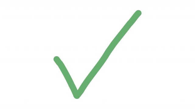 Check mark hand drawn animation on white background 4k video 