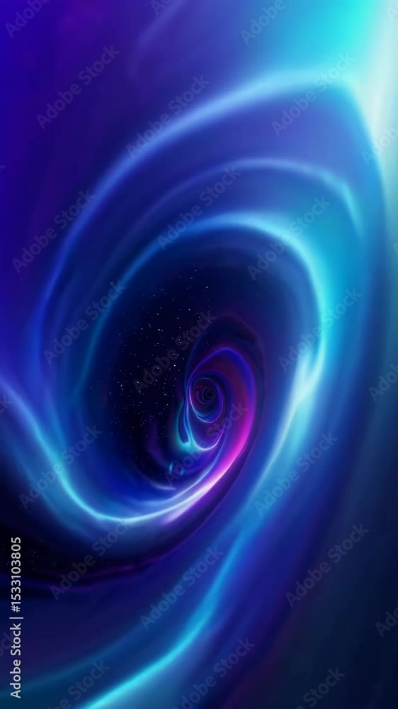 Poster swirling vortex with colorful light patterns in space