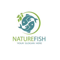 nature fish icon with waves isolated on white background