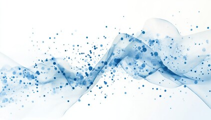 Abstract blue and white background with dots, lines, and curves for business presentation design Generative AI