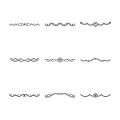 Obraz premium Elegant Black and White Decorative Border Elements Collection