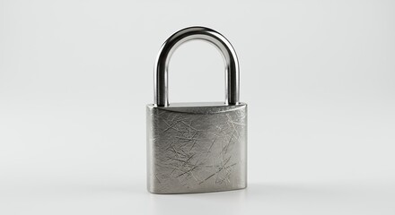 Naklejka premium Silver padlock on white background