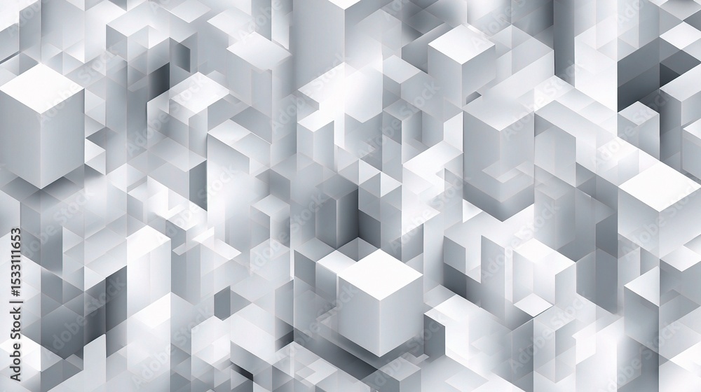 Poster floating cubes in futuristic isometric pattern design