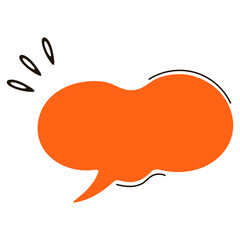 Hand drawn orange speech bubble with playful black doodle accents isolated on transparent background, great for social media, comics, stickers, or digital content designs. Vector art