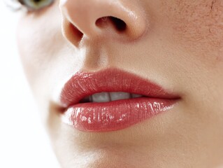 Incredible hyperrealistic close-up of beautifully shaped lips with exquisite detail and texture captured in impeccable clarity