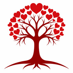 Tree silhouette vector standing on white background, 