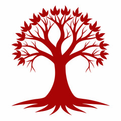 Tree silhouette vector standing on white background, 