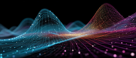 Colorful interconnected network rises and falls