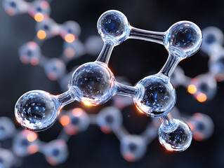 Interconnected clear spheres form a molecular network