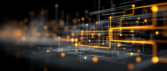 Interconnected network lines glow in the void