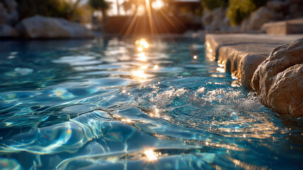 Sparkling pools sunkissed waters cascading softly