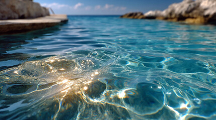Sparkling sea surface with golden glints