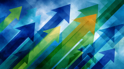 Vibrant Arrows Ascending Through Cloudy Hues