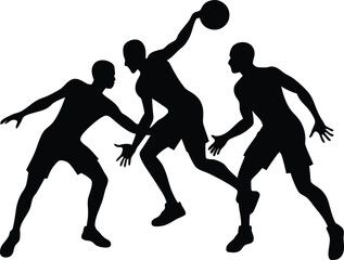 basketball players silhouettes vector