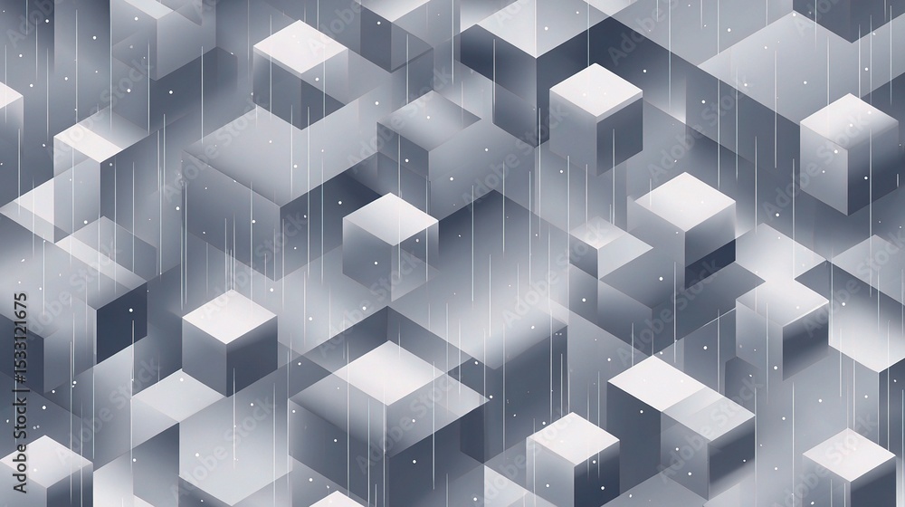 Poster floating cubes in futuristic isometric pattern with abstract design