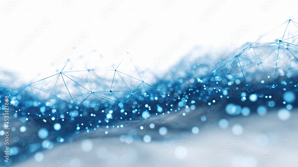 Poster abstract blue network connection on white background for design