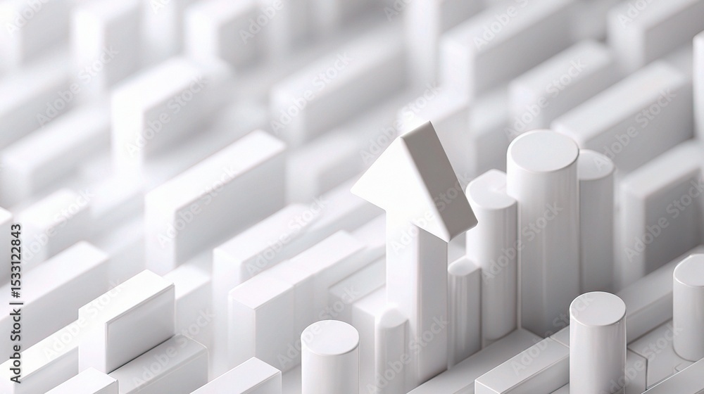 Poster 3d rendered white glossy bar columns on smooth surface