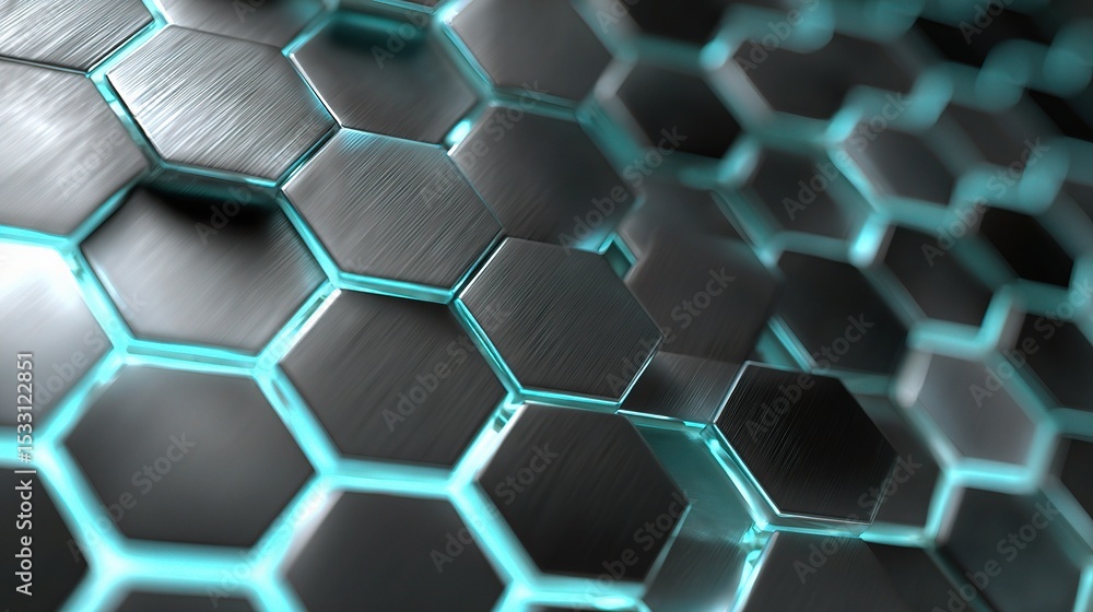 Poster futuristic hexagon grid pattern with subtle shading and lighting