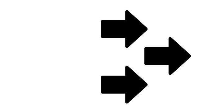 Three Right Pointing Arrows Indicating Forward Movement and Directional Flow
