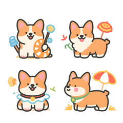 Summer Corgi Vibes – Cute Beach & Picnic Sticker Pack