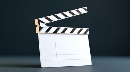 Minimal Clapperboard with Blank Lines for Film Production Isolated on Dark Background