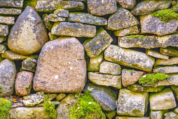 Wall made of granite stones