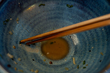 Empty Japanese Ramen Bowl After a Delicious Meal