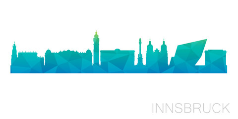 Innsbruck, Austria Low Poly Skyline Clip Art City Design. Geometric Polygon Graphic Horizon Icon.