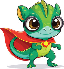 Fototapeta premium Cartoon Superhero Lizard Character Whimsical And Playful Illustration For Childrens Books Posters And Educational Materials