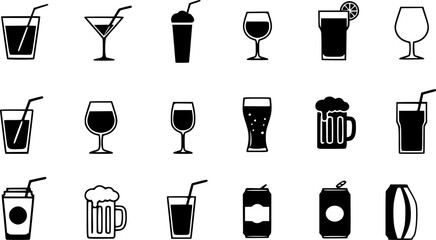 Drinks vector icon set. cocktail illustration symbol collection. drink sign or logo.
