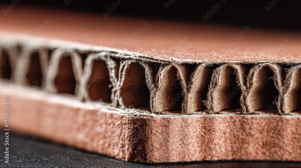Poster intricate details of a cardboard edge showcasing unique corrugation patterns in close-up view