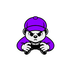 Cartoon Gamer Boy Playing with Controller – Gaming Vector