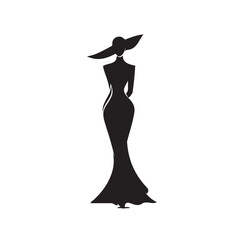 Elegant silhouette of a woman in a long dress for fashion design vector illustration