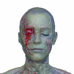 男性ゾンビの顔　3DCGレンダリング