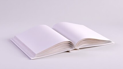 Top‑Down View of Open Blank Book on White Surface with Both Pages Fully Visible, Ideal for Text or Design Placement