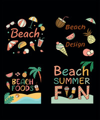 Vector set of vintage summer travel icons for holiday and vacation design