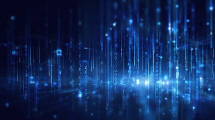 Dynamic Blue Tech Background with Lines and Glyphs for Digital Art