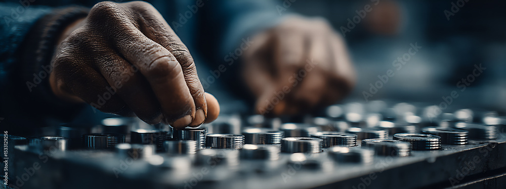 Poster hands precisely assembling small components with specialized tools