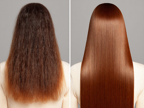 dull, lifeless hair visibly gaining shine, volume