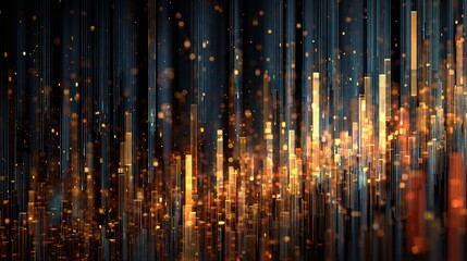 Fototapeta premium Digital Waterfall of Descending Bars Indicating Loss in Abstract Style