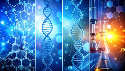 Scientific Breakthrough: Exploring the intricate world of molecular biology and DNA structure with a visually stunning and informative composition.