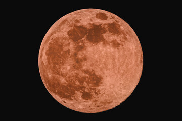 Moon over Bottrop / NRW / Germany  A vivid red full moon glowing in the night sky. A rare celestial moment captured in stunning clarity.